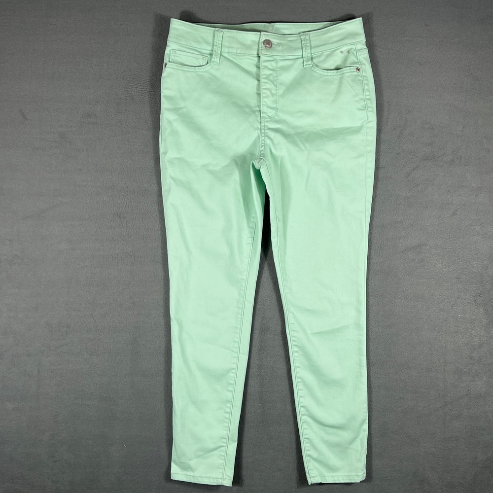 St Johns Bay Womens Pants 6 Mint Green Skinny Leg Stretch Denim Jeans